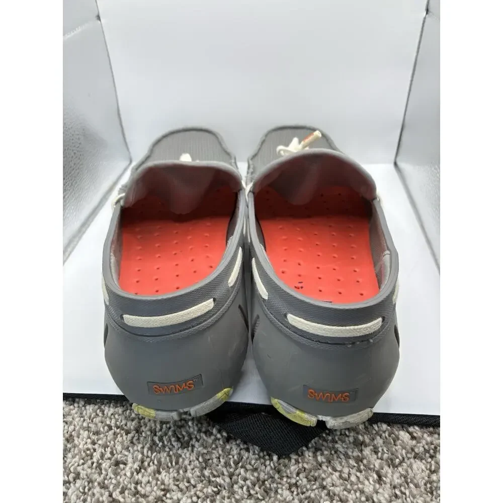 SWIMS Mens 11 Gray Breeze Lace Loafers Mesh Rubber Water Boat Shoes Preppy